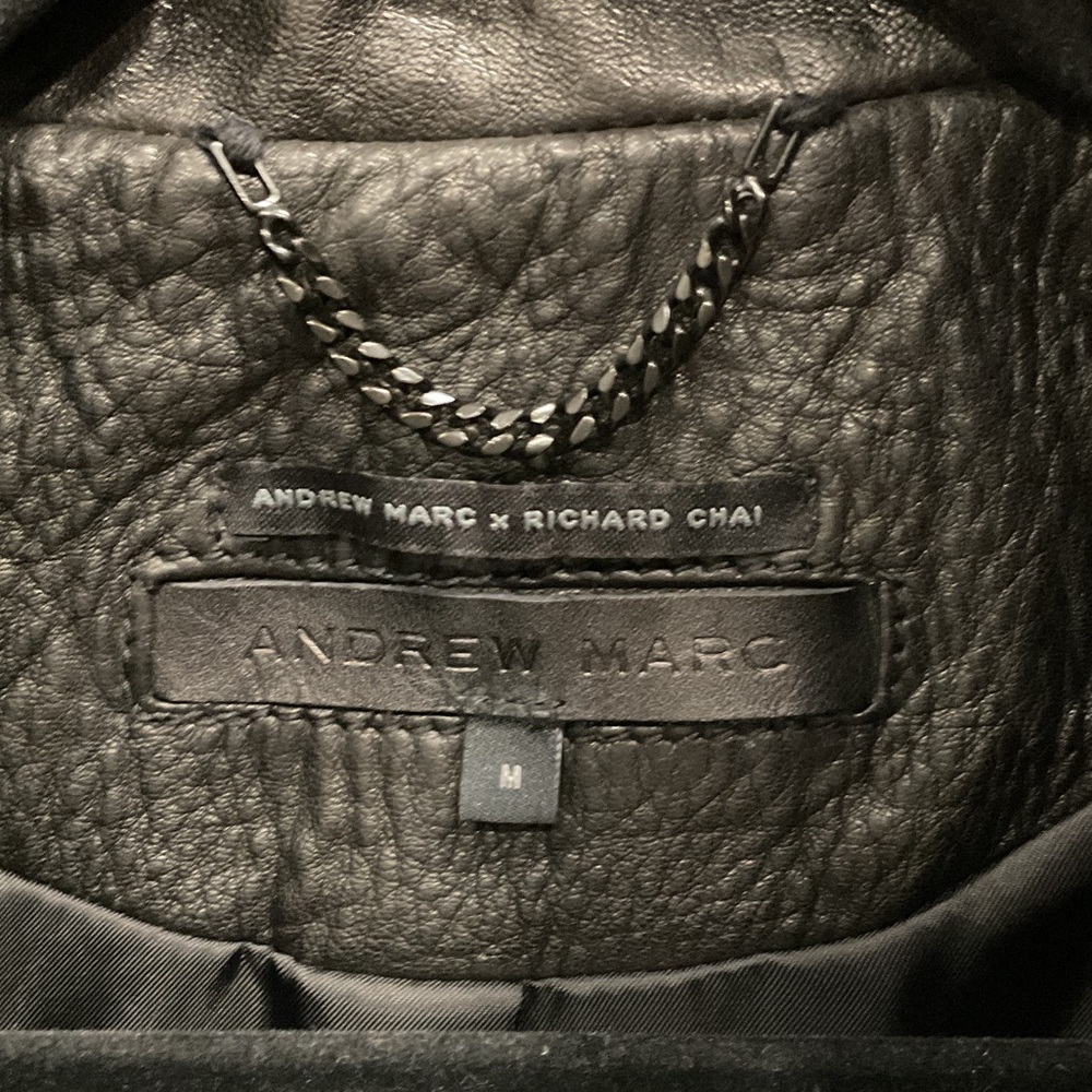 Andrew Marc Classic Black Leather Jacket - Picture 2 of 5
